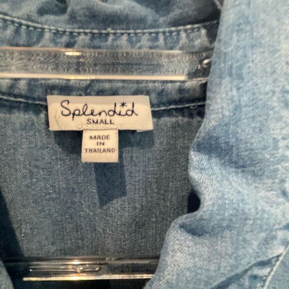 SPLENDID 241372 Womens Denim Chambray Casual Shirt Dress dip dye ombre S - Picture 5 of 13